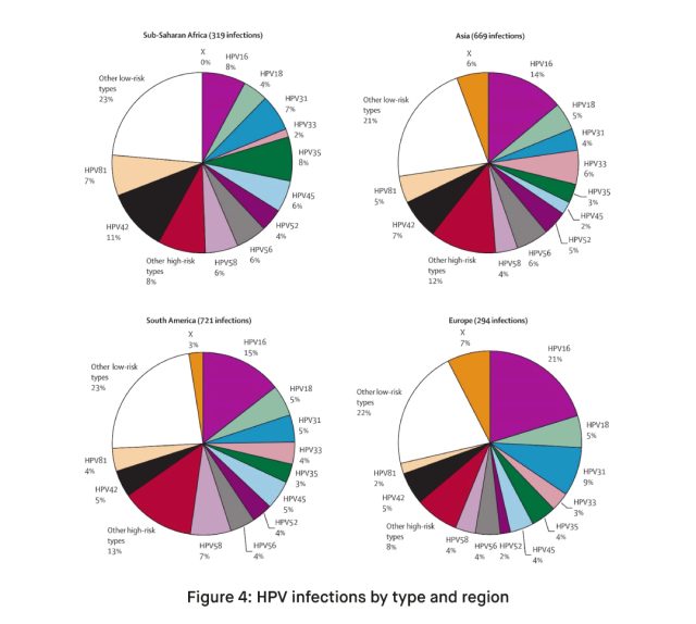 HPV infections by type and region