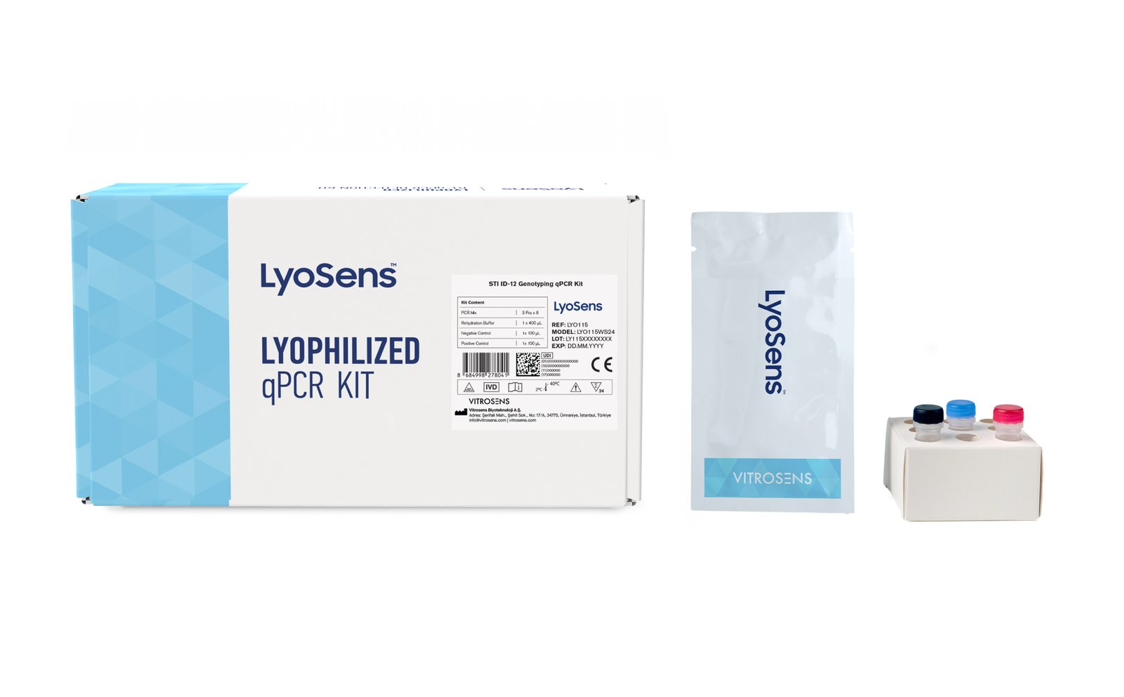 Figure 3: The LyoSens ™ STI ID-12 Genotyping qPCR Kit Box Content.