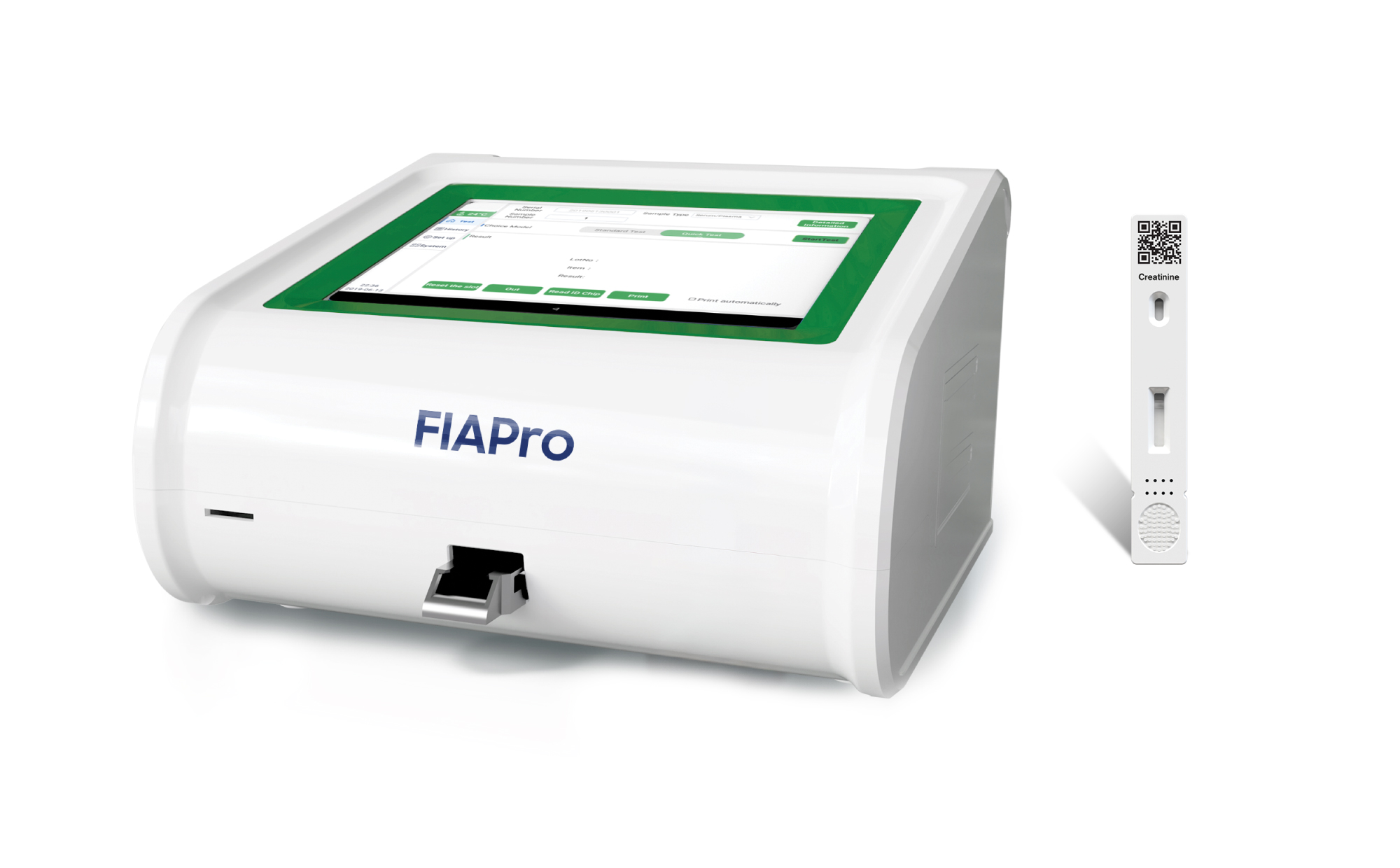 Figure 2: The RapidFor™ Creatinin (FIA) Box Content and Vitrosens VMFIA1001 Immunofluorescence Analyzer