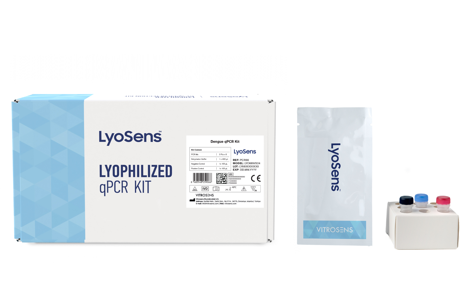 Figure 4: The LyoSens™ Dengue qPCR Kit Box Content