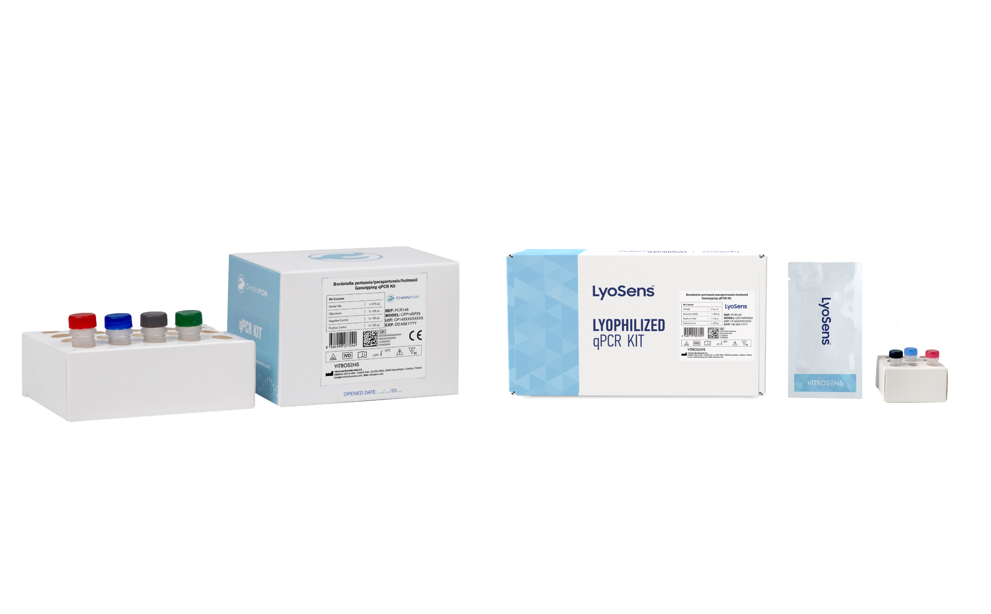 Bordetella Genotyping by qPCR: Differentiating Key Respiratory Pathogens 2 Figure2: Bordetella pertussis/parapertussis/holmesii Genotyping qPCR Kit in ChainFor™ and LyoSens™ formats,