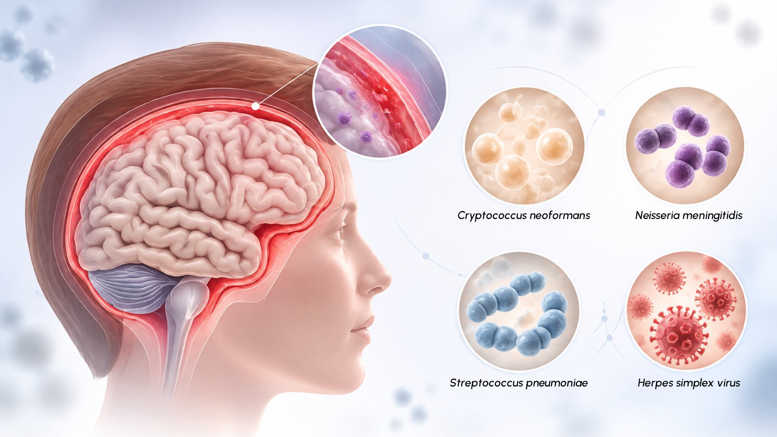 Meningitis and Molecular Testing: Identifying Pathogens by qPCR 1 Figure 1: Inflammation of the meninges and examples of pathogens associated with meningitis.